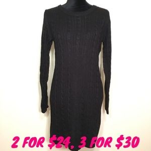 FOREVER 21 Knit Sweater Dress, Black, Size M